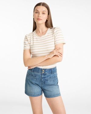 Draper James Stripe Crewneck Tee In Ivory - Blue