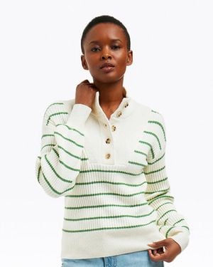 Draper James Striped Button Front Sweater - Gray