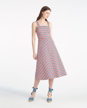 Draper James Angela Love Circle Midi Dress In Americana Stripes - Pink