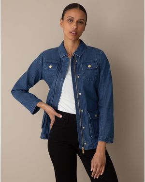 Draper James Field Jacket In Dark Wash Denim - Blue