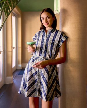 Draper James Phoebe Dress In Floral Stripe - Blue