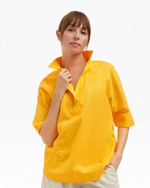Draper James Logan Top In Cotton Dobby - Yellow