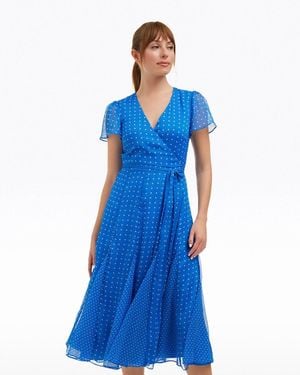 Draper James Daphne Wrap Dress In Royal Blue Polka Dot