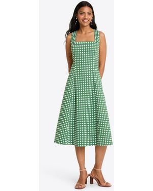 Draper James Genevieve Midi Dress In Structured Cotton - Green