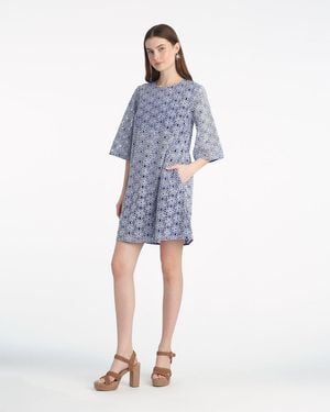 Draper James Carolyn Bell Sleeve Mini Dress In Daisy Lace - Blue