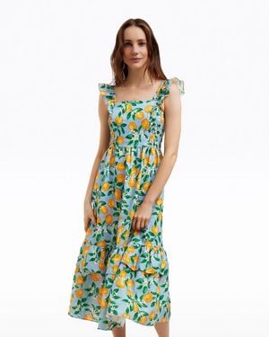 Draper James Carrie Midi Dress In Lemon Blossom - Green