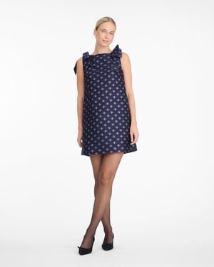 Draper James Sleeveless Dress In Fan Floral Jacquard - Blue
