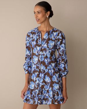 Draper James Brittney Mini Dress In Twilight Blooms - Blue