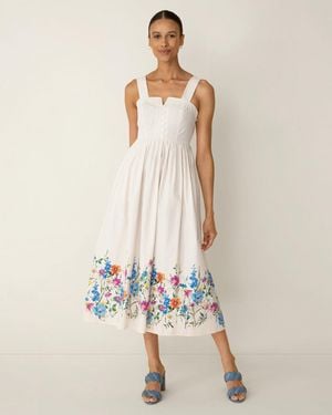 Draper James Clarence Midi Dress In Summer Blooms - Red