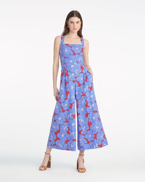 Draper James Kendall Sleeveless Jumpsuit In Floating Floral - Blue