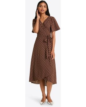 Draper James Gigi Wrap Dress In Matte Satin - Brown