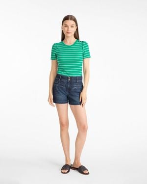 Draper James Stripe Crewneck Tee In Green