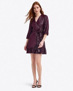 Draper James Jordan Long-sleeve Wrap Dress In Sequins - Red