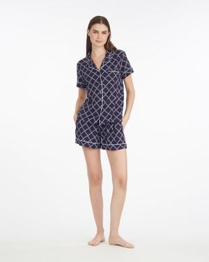 Draper James Sara Pajama Set In Vine Lattice - Blue
