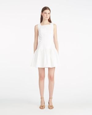 Draper James Colette Tailored Flounce Dress In Denim - White