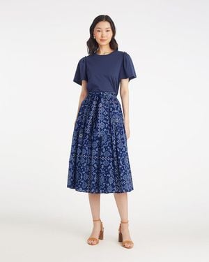 Draper James Midi Skirt In Bandana Blue
