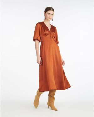 Draper James Maisy Midi Dress In Gingerbread - Orange
