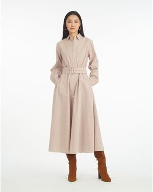Draper James Eliza Midi Shirtdress In Rust Stripe - Natural