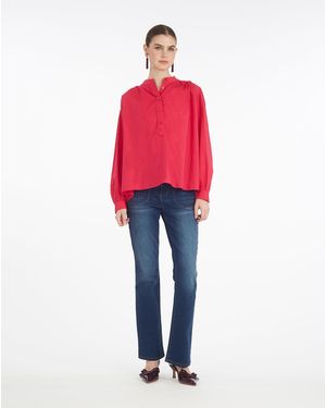 Draper James Pleated Button Down In Cotton Dobby In Love Potion - Red