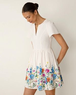 Draper James Fae Love Circle Dress In Summer Blooms - White
