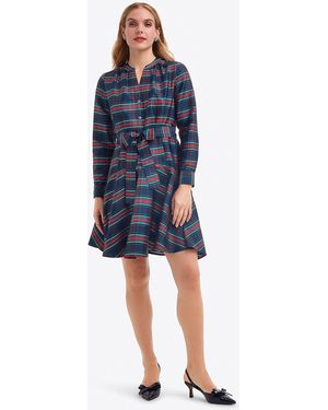 Draper James Imogen Mini Shirtdress In Taffeta - Blue