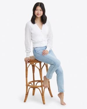 Draper James Button Front Cardigan In White
