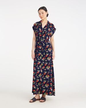 Draper James Devin V-neck Midi Dress In Cherry Blossom - Blue