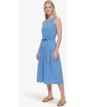 Draper James Lila Mixed Media Midi Dress In Light Blue