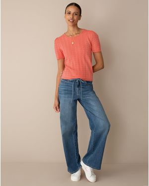 Draper James Short-sleeve Sweater In Coral - Pink
