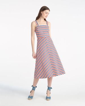 Draper James Angela Love Circle Midi Dress In Americana Stripes - Pink