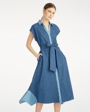 Draper James Mila Midi Shirtdress In Chambray - Blue