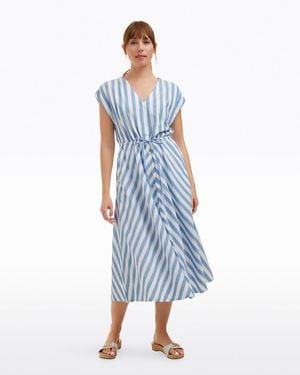 Draper James Haven Short Sleeve Midi Shirtdress In Wave Stripe - Blue