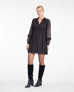 Draper James Leah Long-sleeve Mini Dress In Foil Dot - Black