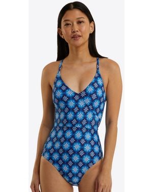 Draper James Crossover One Piece Swimsuit - Blue