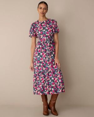 Draper James Rhode Midi Dress In Whimsical Garden - Pink