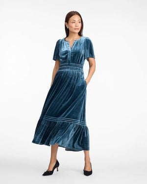 Draper James Hollie Midi Dress In Evergreen - Blue