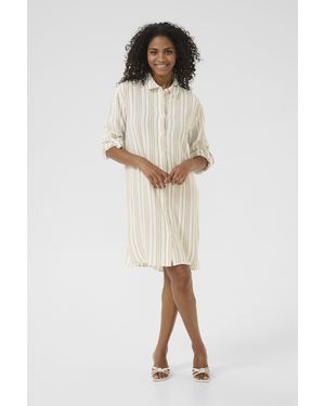 Kaffe Overhemd Met Lang Mouwen Loose Fit Chalk / Chinchilla Stripe Beige - Naturel