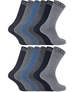 Sock Snob 12 Pairs Cushioned Crew Hiking Socks - Blue