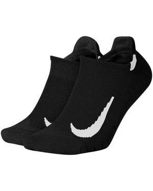 Nike Uniseks Adult Multiplier No-Show Hardloopsokken (Set Van 2) Wit) - Zwart