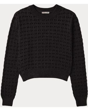 MixRay Gelaagd Gebreid Relaxed Crop Sweater Met Ronde Hals - Zwart