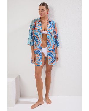 Turkishsouq Heel Kleurrijke Jurk - Blauw