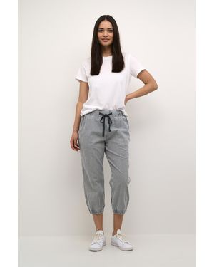 Kaffe Pants Suiting Relaxed Fit Midnight/white Stripe Blue White - Grijs