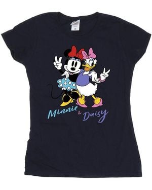 Disney Ladies Minnie Mouse And Daisy Cotton T-Shirt - Blue