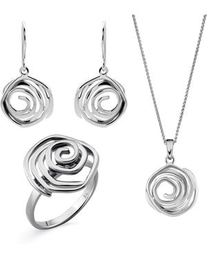 Orphelia 'apolline' Dames 925 Sterling Zilver Set: Ketting + Oorbellen + Ring - Metallic