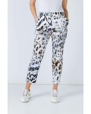 Conquista Animal Print Fitted Trousers - Blue