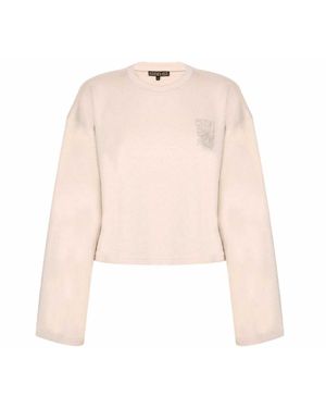 Biba Crop-Sweatshirt Voor Met Geborduurd Logo (Neutraal) - Roze