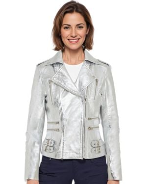 Infinity Leather Brando Biker Jacket-Constantia Lamb Leather - Grey