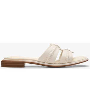 Clarks Ariany Mule Crème Leren Sandalen - Wit