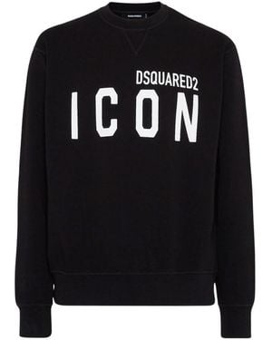 DSquared² Sweatshirt Met Ronde Hals En Logo's Voor Volwassenen - Zwart