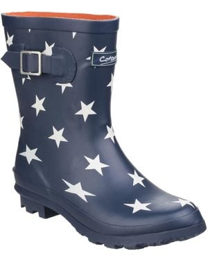 Cotswold Ladies Badminton Patterned Waterproof Wellies (Star) - Blue